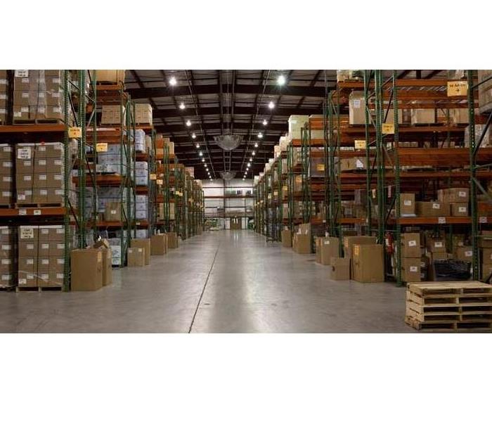 Commercial warehouse with shelves